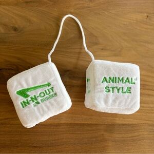 RARE IN-N-OUT Burger Fuzzy Dice Plush
